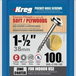 Wholesale ✨ POCKET SCREWS 1 1/2IN. NO. 8 CRSE W/H 100CT ❤️